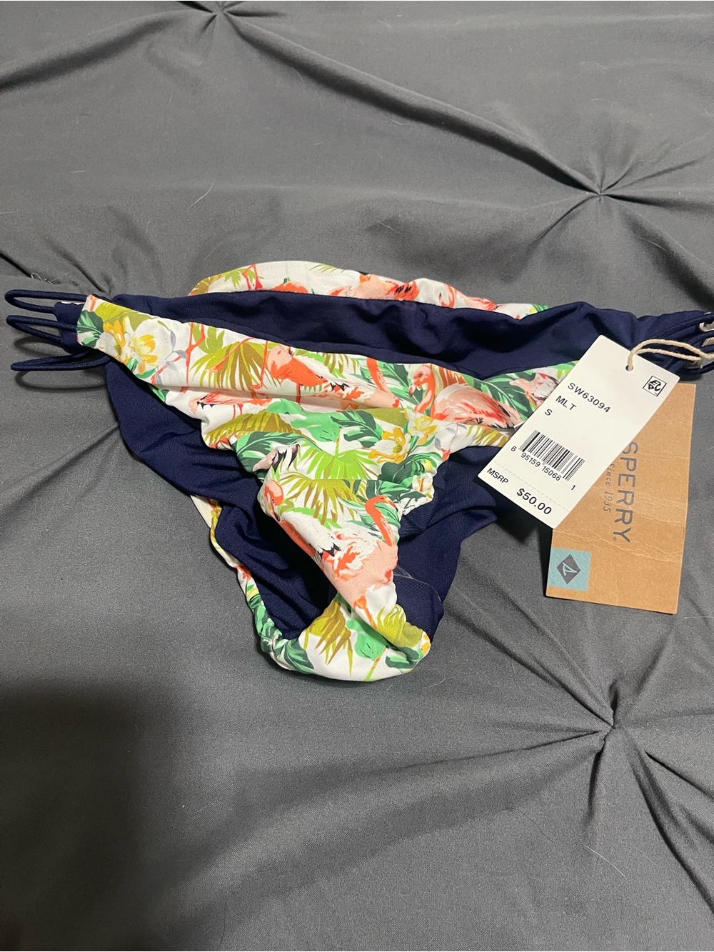 Sperry Women's Navy & Tropical Print Bikini Bottom NWT